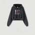 Black cropped hoodie with graphic print