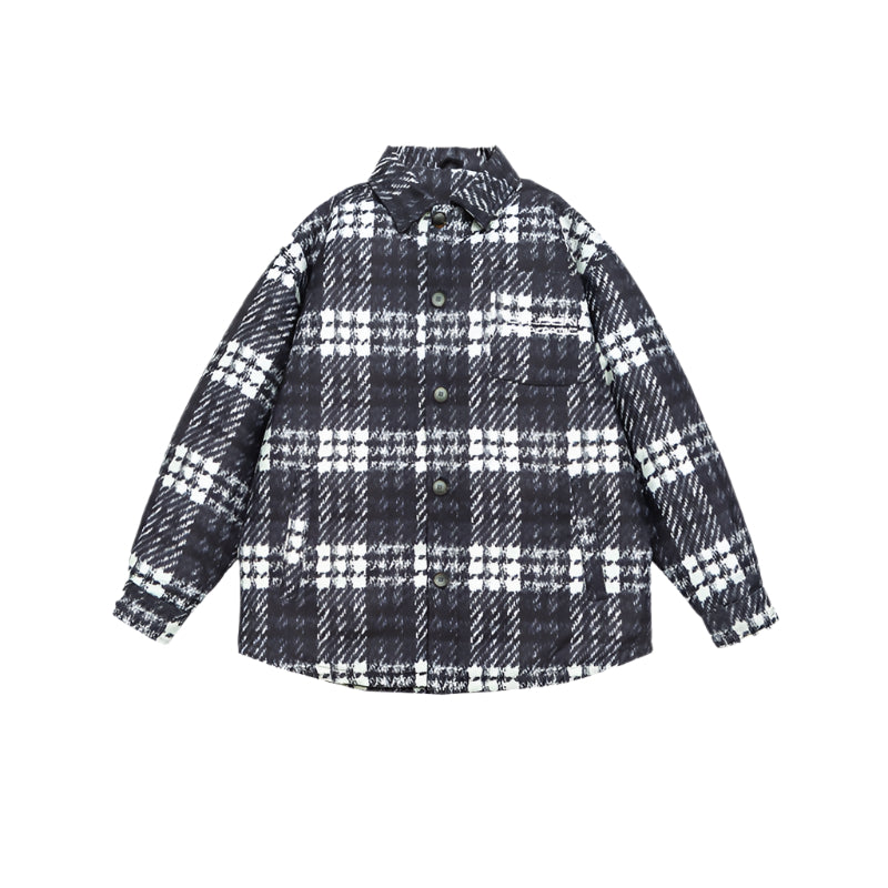 Plaid Down Puffer Shirt Jacket
