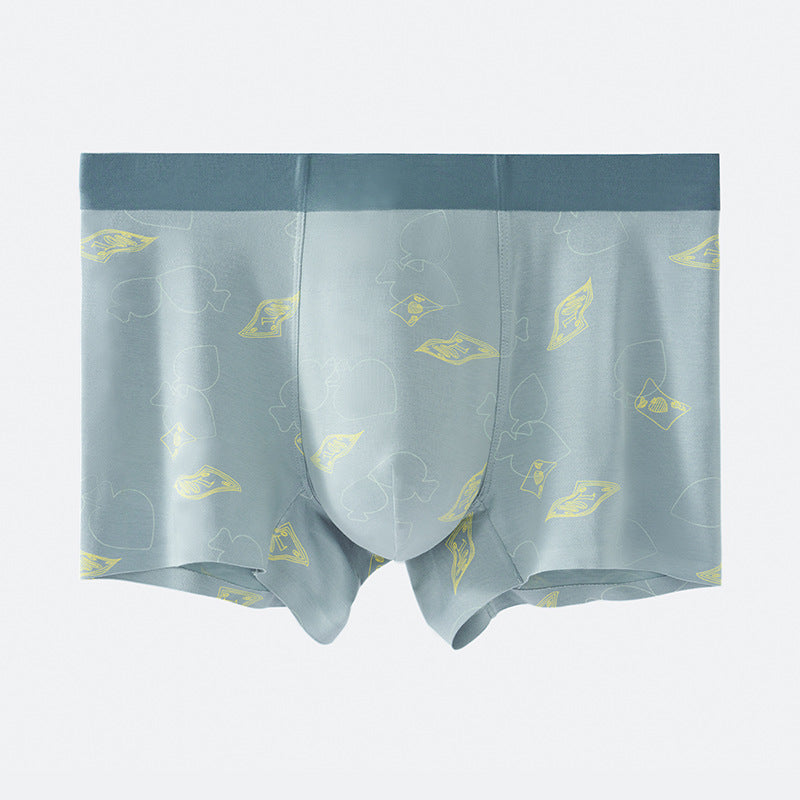 Powder Blue men's boxer briefs with money pattern print and contrast waistband
