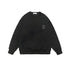 Black textured sweatshirt with decorative tabs displayed on white background