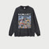 A black oversized "RECOLLECT" sweatshirt with a colorful collage print is displayed flat against a white background
