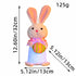 Easter bunny plush toy with pink ears, holding a colorful egg, showing dimensions of 32 cm in height and 13 cm in width, weighing 125g.