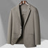 Light beige textured GFJFRIN blazer on wooden hanger, showing two-button design and casual silhouette against gray background
