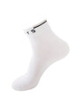 White ankle sock with black "SPORT" branding, displayed on an invisible foot form