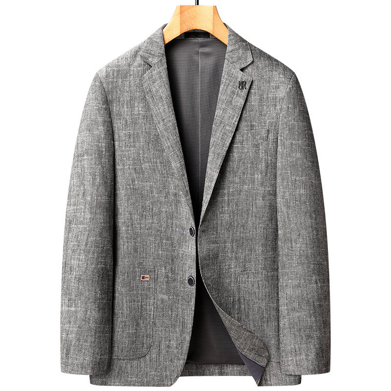 Blazer de mezcla de lino para hombre | Chaqueta informal de negocios ligera y transpirable