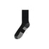 Single black anti-odor sport sock with gray striped cushioning and reinforced heel for athletic performance