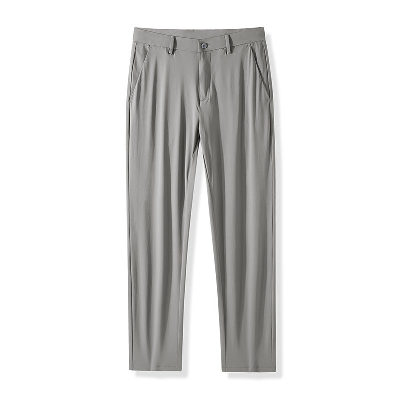 Men's Ice Silk 4-Way Stretch Pants | Lightweight Wrinkle-Free Business Casual Trousers