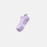Lavender athletic ankle sock with textured checkered support zones and ribbed cuff, displayed flat against white background
