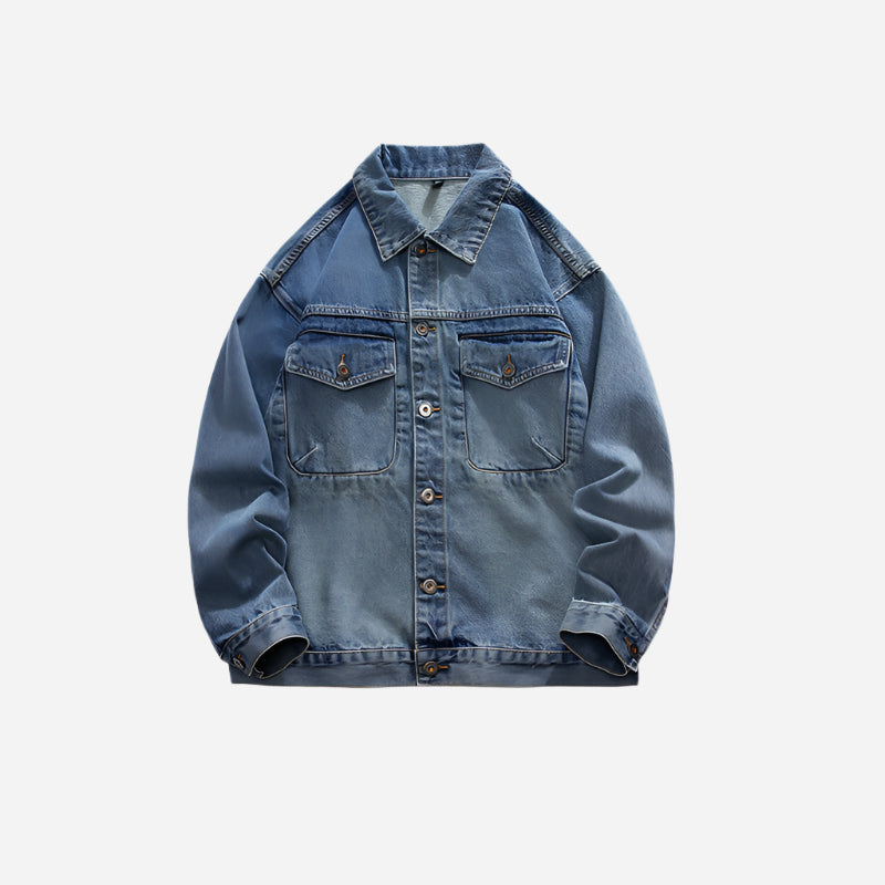 Chaqueta vaquera azul de lavado medio de gran tamaño