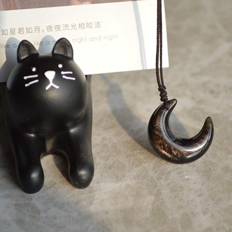 Pearlescent Moon Black & White Chain Necklace