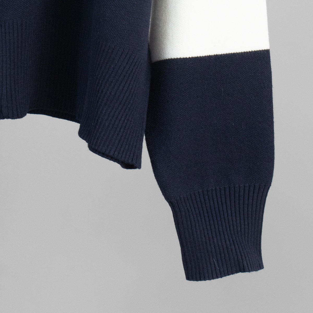 Retro Jacquard Letter Zip Up Sweater – Sporty Colorblock Knit Cardigan