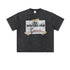 Black t-shirt with "New Adventures Ahead" graphic displayed flat against white background