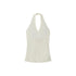 White halter knit tank top flatlay on white background