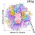 Close-up of a large Easter wreath, featuring pastel mesh ribbons, a bunny sign, and measuring 40cm in diameter.