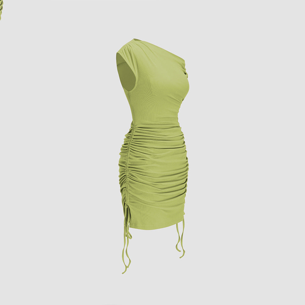 Chic One-Shoulder Ruched Mini Dress ZINNTRA Chic One-Shoulder Ruched Mini Dress ZINNTRA