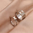 Silver butterfly rings on silk: matching set with wide cutout band and dainty butterfly band