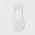 White knit no-show sock liner with mesh pattern and elastic band, photographed flat on light gray background