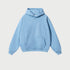 Light blue pullover hoodie with kangaroo pocket on light gray background