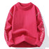 Rose red crewneck sweater with white laced sleeve detail