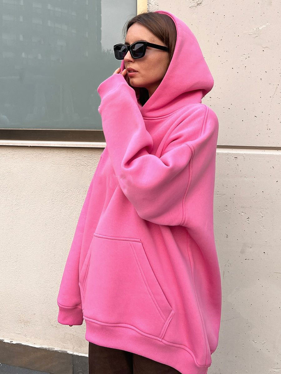 Oversized Cotton Blend Pullover Hoodie