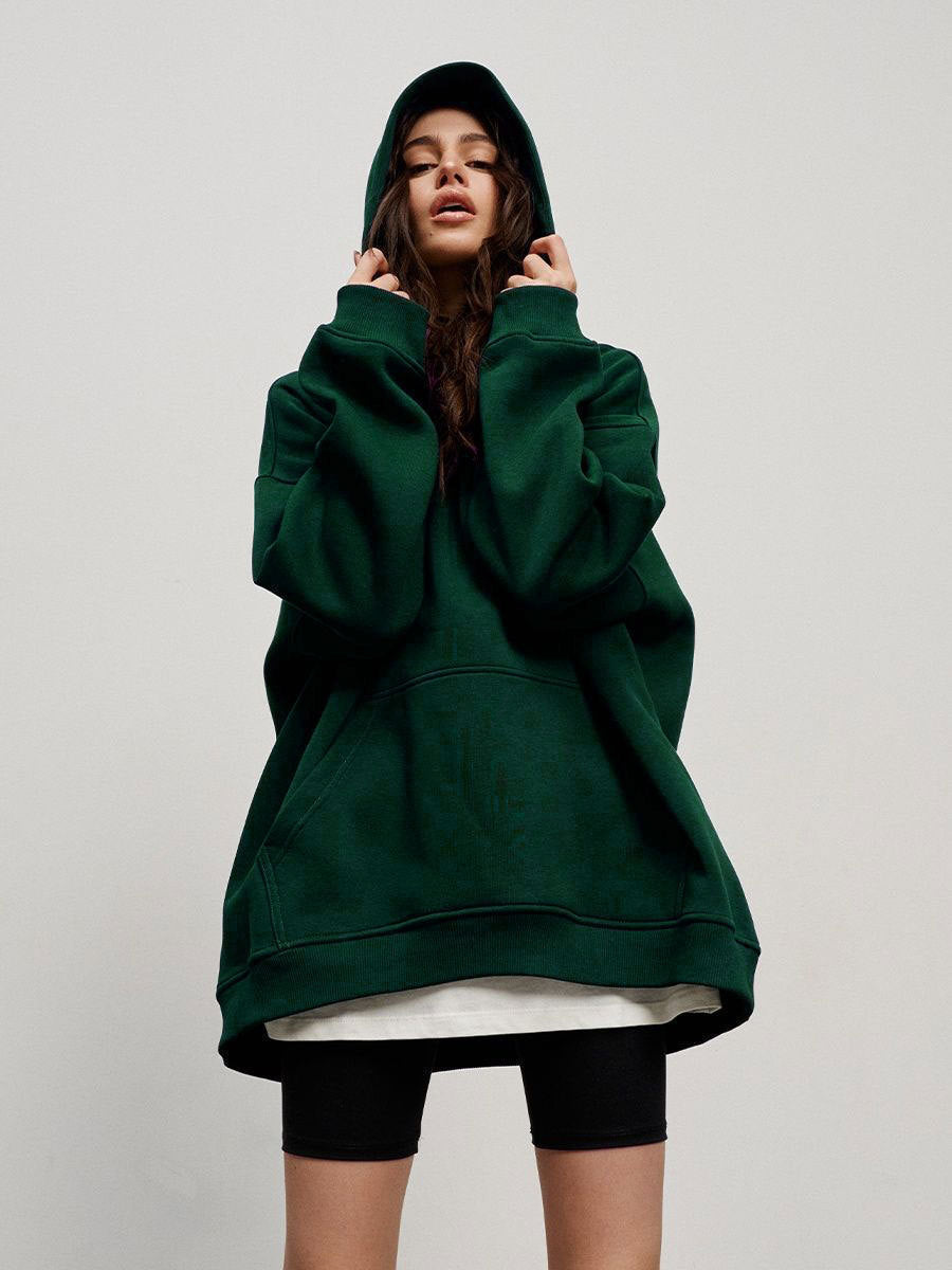 Oversized Cotton Blend Pullover Hoodie