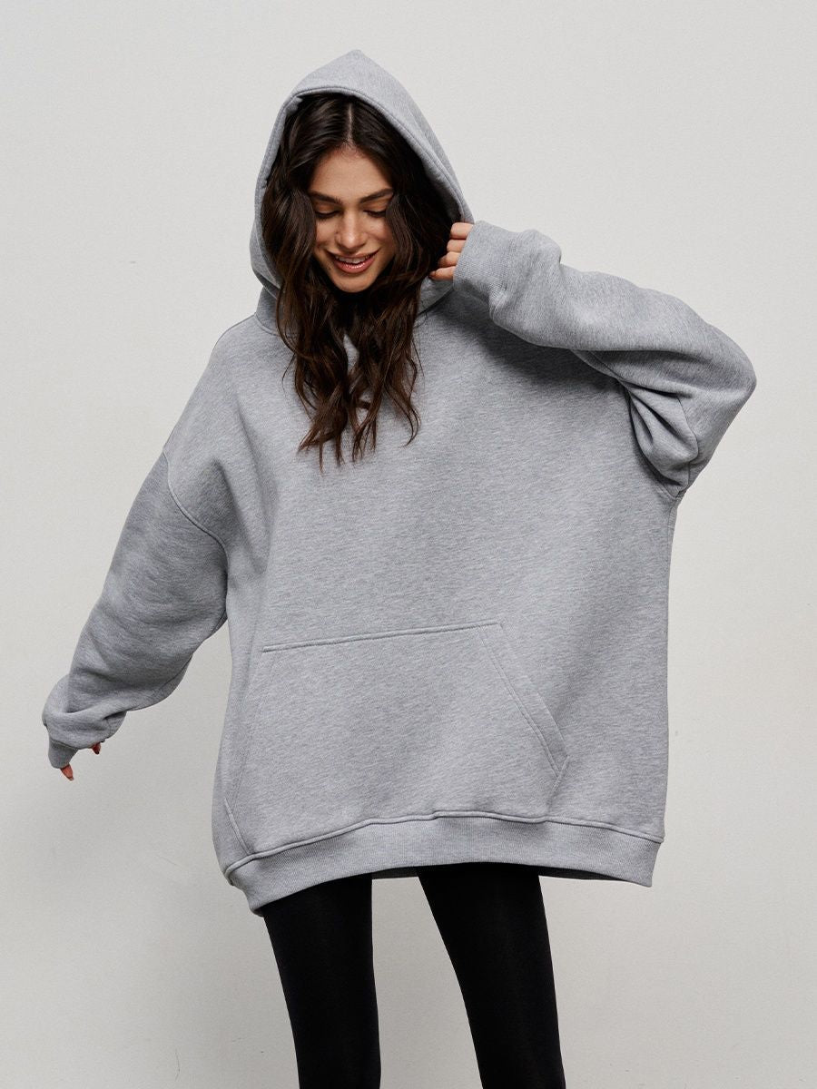Oversized Cotton Blend Pullover Hoodie