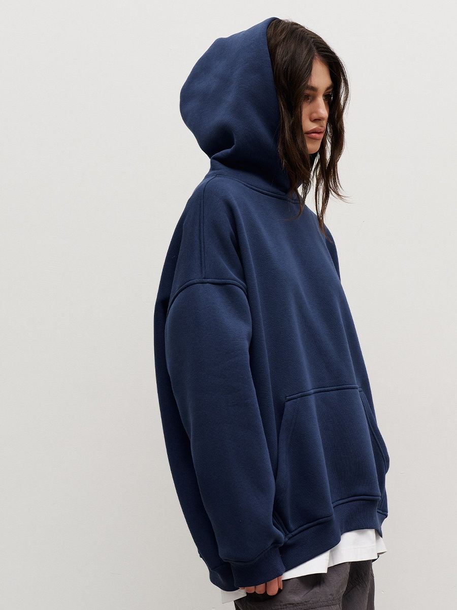 Oversized Cotton Blend Pullover Hoodie