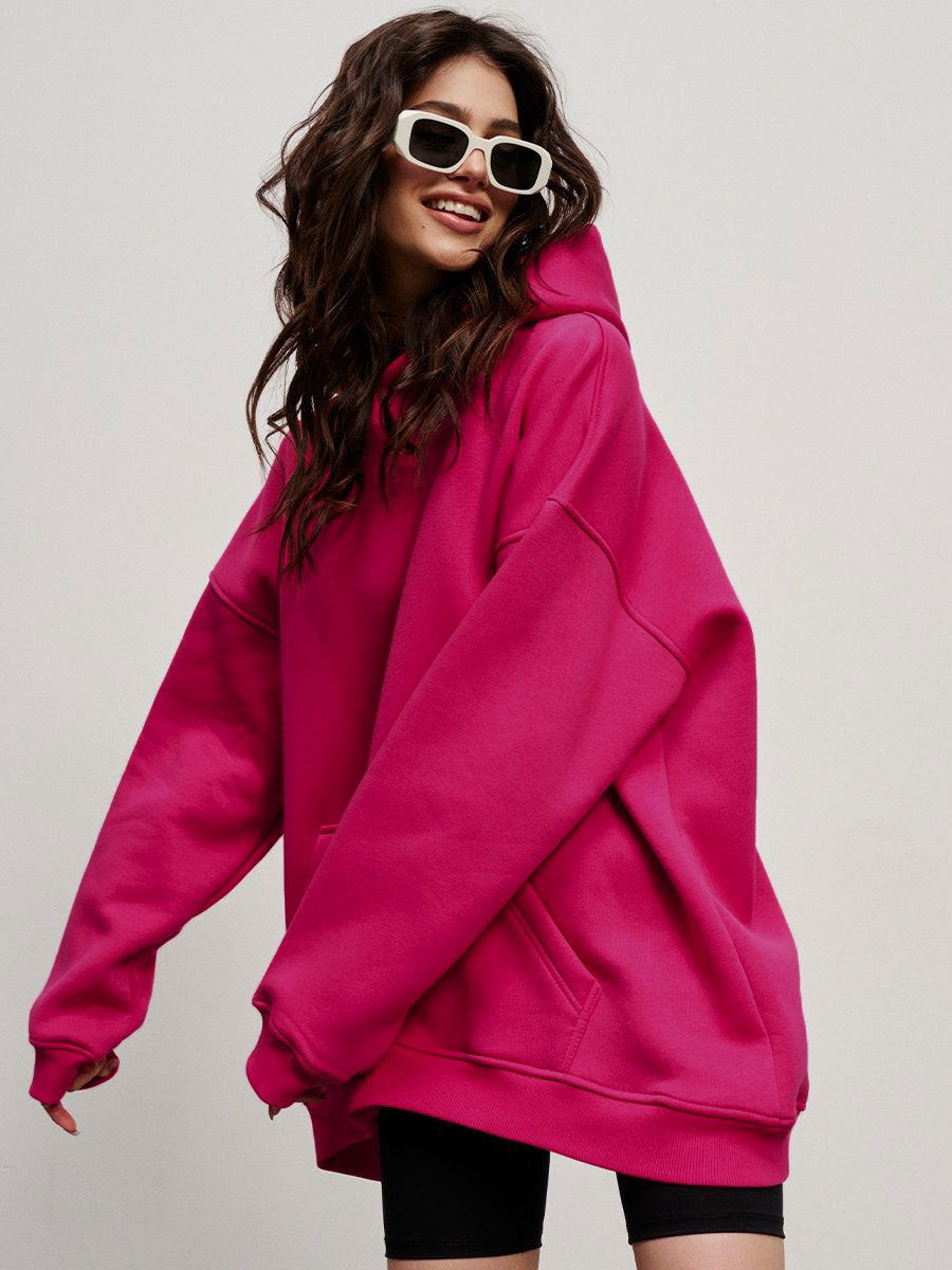 Oversized Cotton Blend Pullover Hoodie