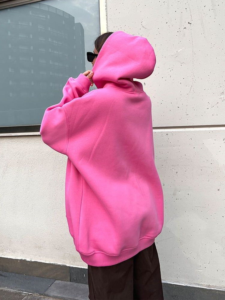 Oversized Cotton Blend Pullover Hoodie