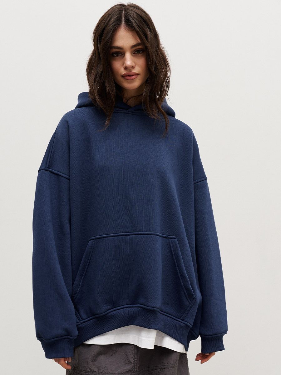 Oversized Cotton Blend Pullover Hoodie