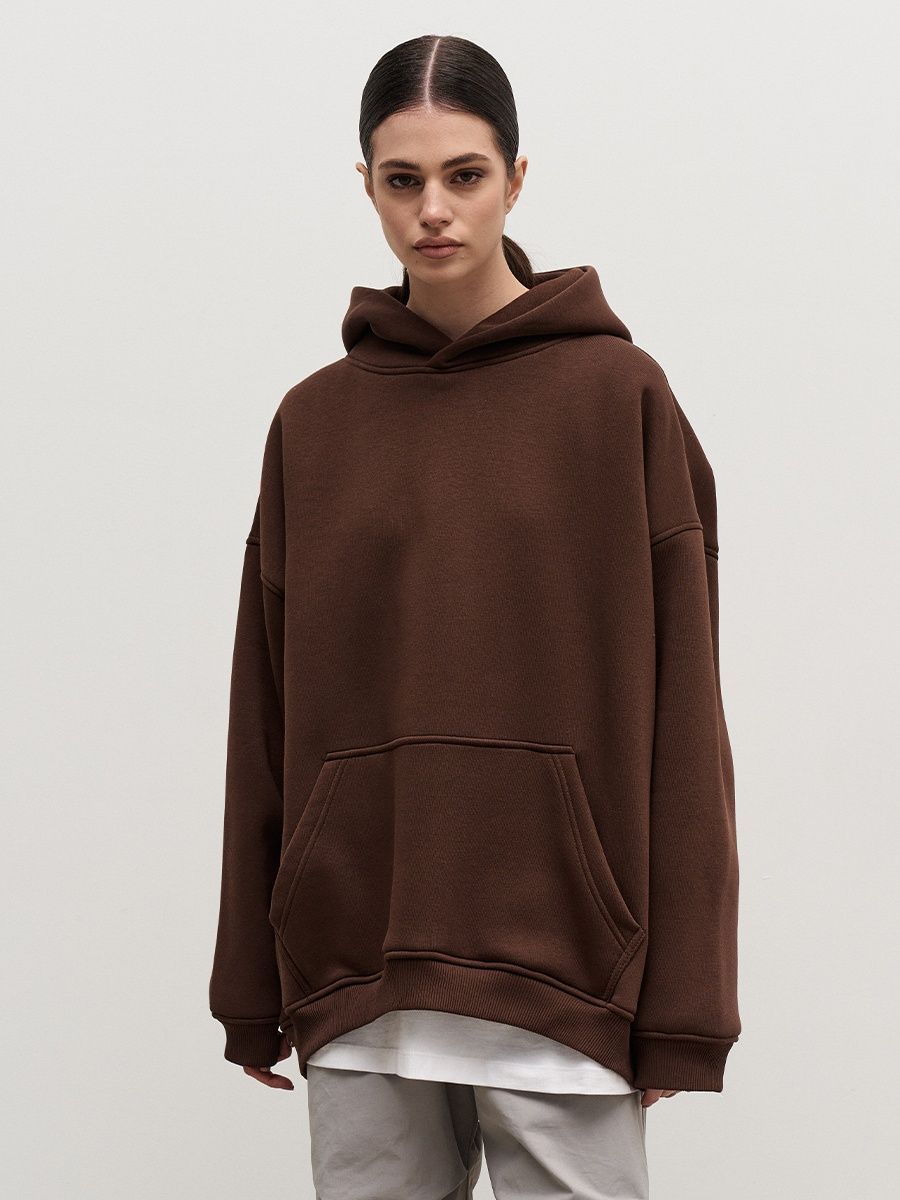 Oversized Cotton Blend Pullover Hoodie