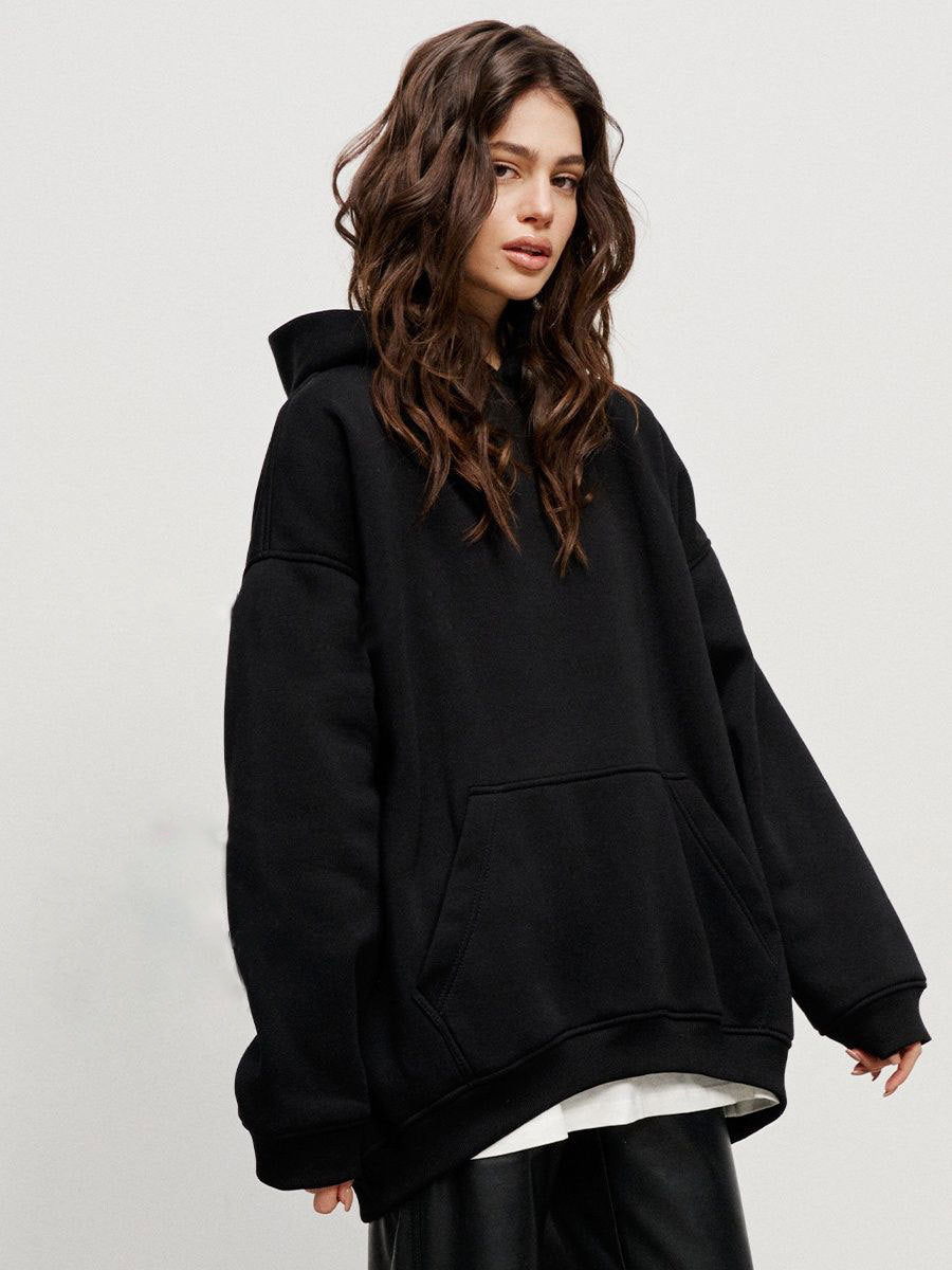 Oversized Cotton Blend Pullover Hoodie