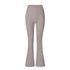 Light gray high-waisted flared leggings with V-shaped panel design, shown against white background