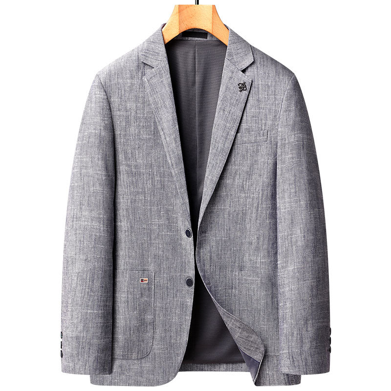 Blazer de mezcla de lino para hombre | Chaqueta informal de negocios ligera y transpirable