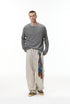 Gray men’s henley long sleeve t-shirt oversized casual streetwear outfit