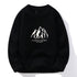 Black knit sweater with white mountain logo graphic