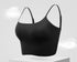 Classic black seamless bra with thin straps, designed for all-day comfort and support.
