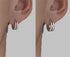 Side-by-side comparison of small and large double-band earrings on model