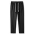 Black pants with white drawstring and elastic waistband