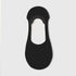 Black no-show sock liner with textured knit design, displayed on white background