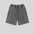 Medium gray distressed sweatshorts with pockets and distressed details