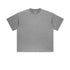 Plain gray oversized t-shirt showing relaxed boxy silhouette against white background