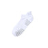 White athletic ankle sock with grey cushioning zones and moisture-wicking mesh panels for breathability