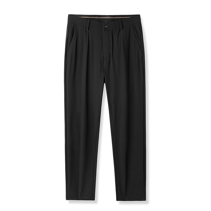 Men's Ice Silk 4-Way Stretch Pants | Lightweight Wrinkle-Free Business Casual Trousers
