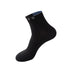 Black ankle sock with blue-checkered cuff and "SPORT" branding, displayed on an invisible foot form