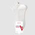 White antibacterial ankle socks with brand label and quality certification tags, retail presentation