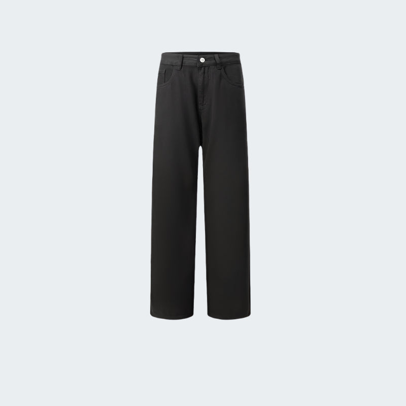 Black wide-leg jeans with relaxed fit and classic 5-pocket styling