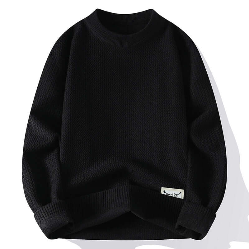 Black textured knit sweater