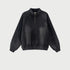 Black quarter-zip sweatshirt with vintage wash effect displayed against light gray background