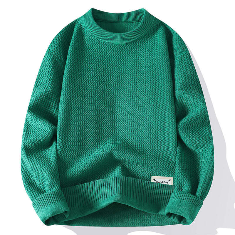 Green textured knit sweater